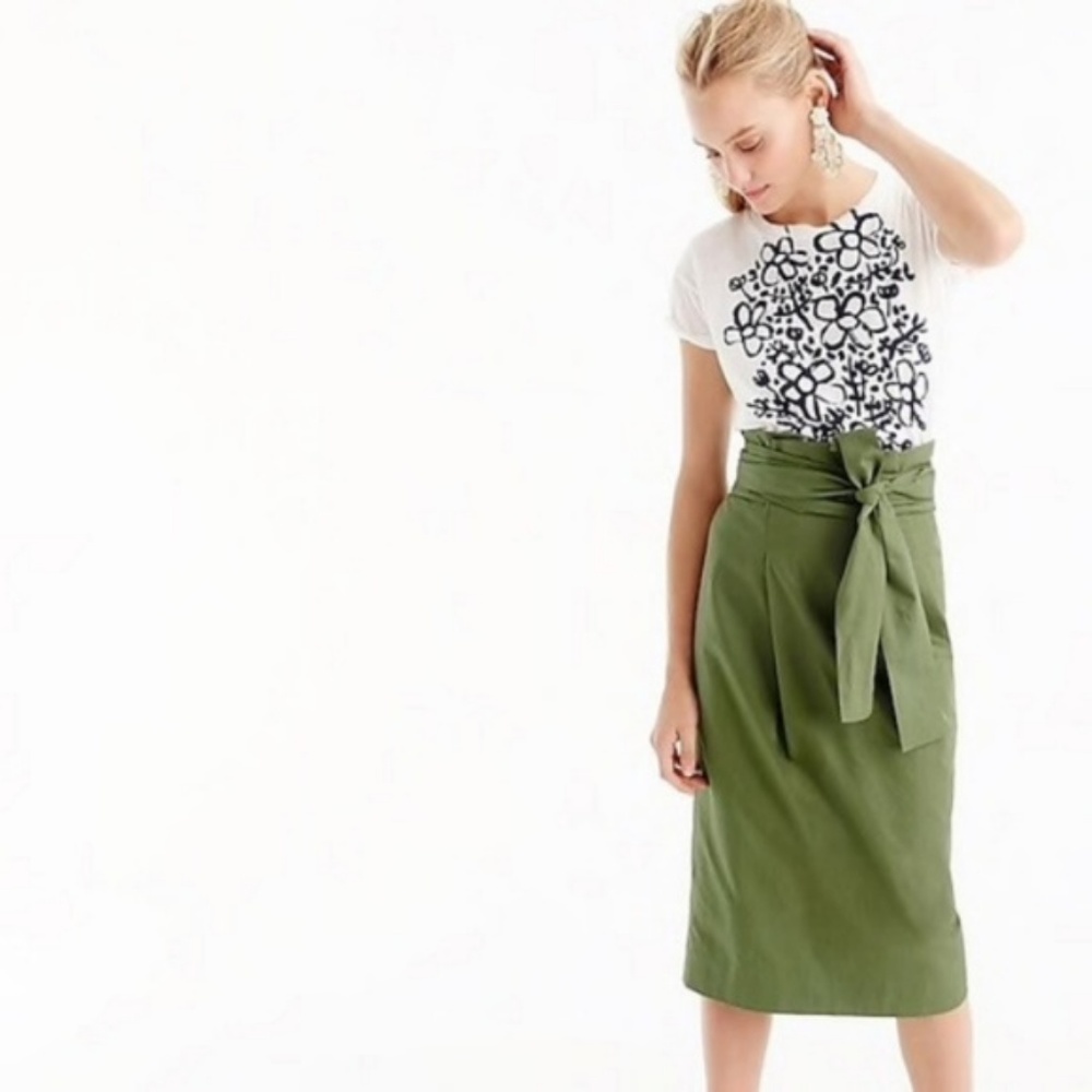 J. Crew Paper-bag Skirt in Twill Soft Moss